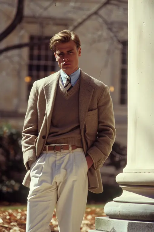 Preppy Mens Outfit 80s Style College Fashion