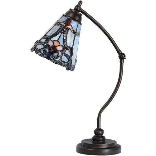 Dark Academia Desk Lamp in Baroque Style Blue with Tiffany Aesthetic