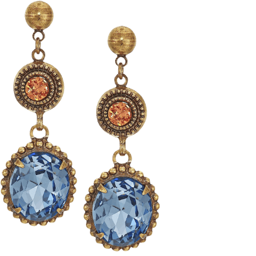 Dark academia crystal drop earrings with delicate oval accents.