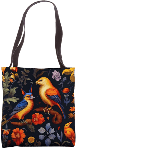 Dark Academia Bag with gothic renaissance aesthetic naturalism bird forest art