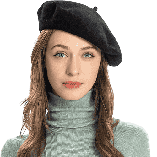 Dark academia wool beret to complete a classic academic outfit.