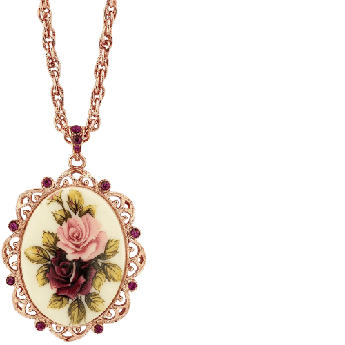 Dark academia Victorian pendant necklace in rose gold finish.