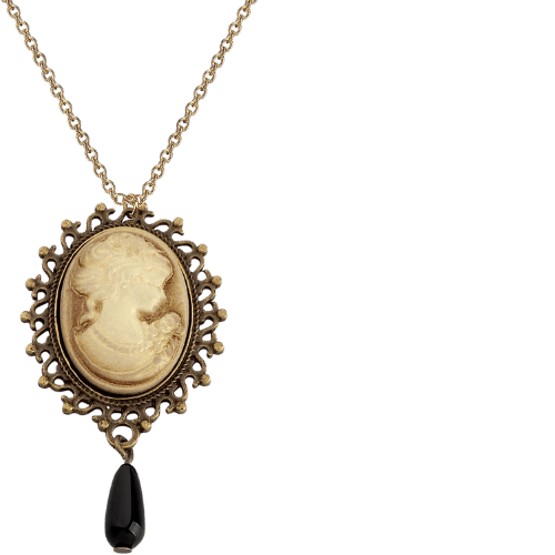 Dark academia gothic cameo necklace with an antique pendant design.