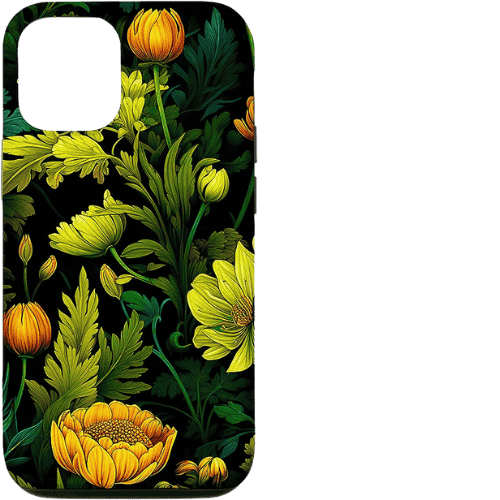 Dark Academia Phone Cases for iPhone with Green Cottagecore Nature Aesthetic Floral Art Pattern