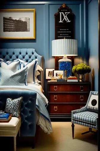 Preppy Interior Design Blue Ivy League Aesthetic